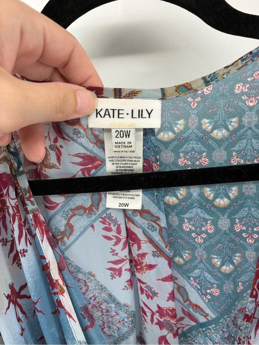 Boho Blue Floral Patchwork Maxi Dress with Tie Waist - Picture 5 of 13